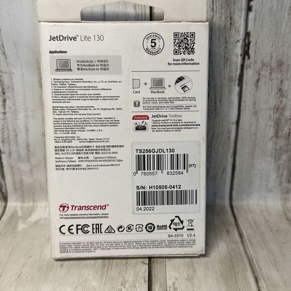 256GB Transcend JetDrive Lite 130 Expansion Card for MacBook Air 13-inch - Picture 2 of 2